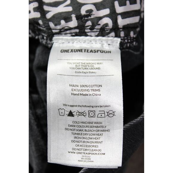 One X Oneteaspoon High Waist Cutoff Roll Cuff Shorts Black Cutout Waist Size 25 - Picture 7 of 12